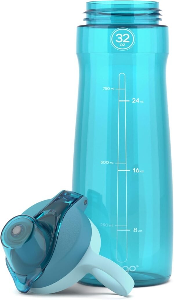 Pogo Plastic Water Bottle with Chug Lid and Carry Handle, Reusable, BPA Free, Dishwasher Safe, Perfect for Travel, School, Outdoors, and Gym | 18oz, 32oz, 40oz, 64oz