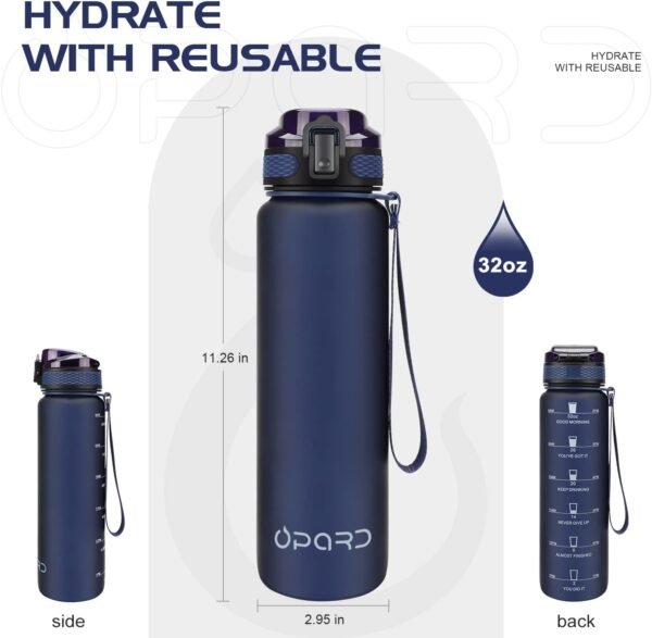 Opard 30oz/32oz Sports Water Bottle with Leak Proof Flip Top Lid BPA Free Tritan Reusable Plastic for Gym and Outdoor, Travel Water Bottle with Straw