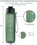 EYQ 32 oz Water Bottle with Time Marker, Carry Strap, Leak-Proof Tritan BPA-Free, Ensure You Drink Enough Water for Fitness, Gym, Camping, Outdoor Sports