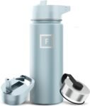IRON °FLASK Camping & Hiking Hydration Flask with 3 Lids - Stainless Steel, Double Walled & Vacuum Insulated Water Bottle - Leak Proof & BPA Free (Midnight Black, Straw - 40 oz)