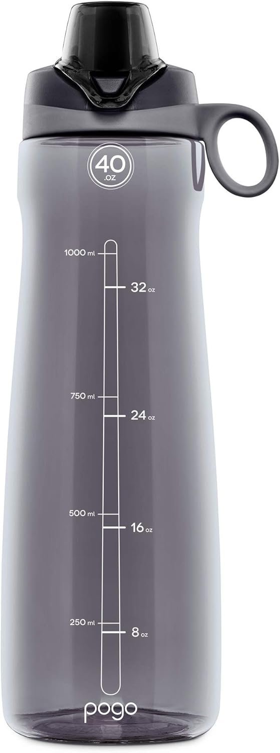 Pogo Plastic Water Bottle with Chug Lid and Carry Handle, Reusable, BPA Free, Dishwasher Safe, Perfect for Travel, School, Outdoors, and Gym | 18oz, 32oz, 40oz, 64oz