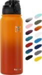 Fanhaw 20 Oz Insulated Stainless Steel Vacuum Water Bottle with Anti-Dust Pop-Open Lid - For Kids, Women, Men | Leak & Sweat Proof (Green Blue)