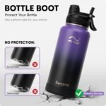 Swigina [2-IN-1 LID] Insulated Water Bottle with Silicone Boot (36hrs Cold/18hrs Hot) - DIY Stickers, Leakproof, BPA Free, 24 oz