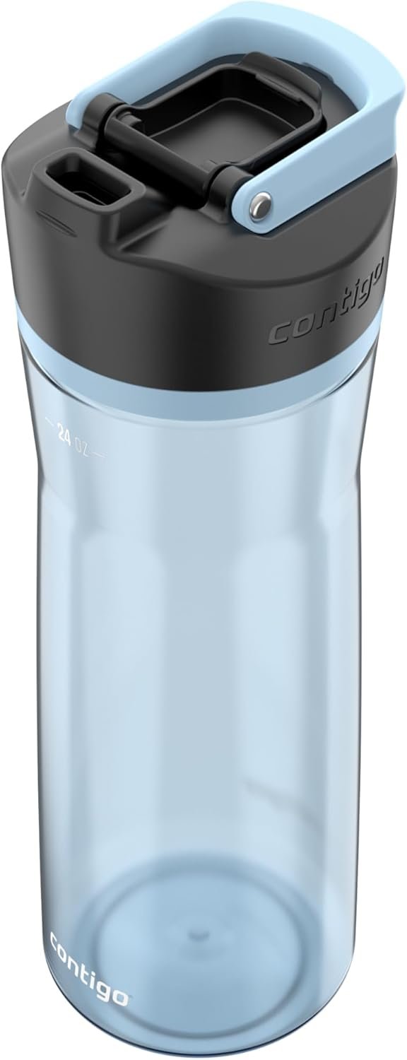 Contigo AUTOSEAL Cortland 24oz Water Bottle BPA-Free Plastic Spill Leak-Proof Lid and Carry Handle Dishwasher Safe Spirulina