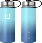 IRON °FLASK Camping & Hiking Hydration Flask with 3 Lids - Stainless Steel, Double Walled & Vacuum Insulated Water Bottle - Leak Proof & BPA Free (Midnight Black, Straw - 40 oz)