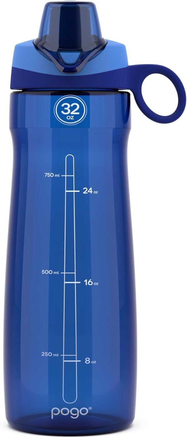 Pogo Plastic Water Bottle with Chug Lid and Carry Handle, Reusable, BPA Free, Dishwasher Safe, Perfect for Travel, School, Outdoors, and Gym | 18oz, 32oz, 40oz, 64oz