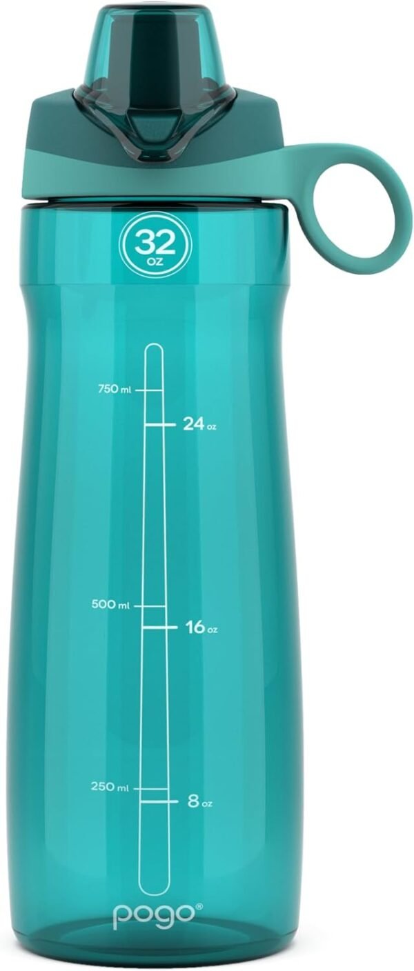 Pogo Plastic Water Bottle with Chug Lid and Carry Handle, Reusable, BPA Free, Dishwasher Safe, Perfect for Travel, School, Outdoors, and Gym | 18oz, 32oz, 40oz, 64oz