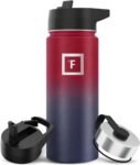 IRON °FLASK Camping & Hiking Hydration Flask with 3 Lids - Stainless Steel, Double Walled & Vacuum Insulated Water Bottle - Leak Proof & BPA Free (Midnight Black, Straw - 40 oz)