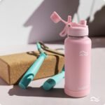 Swigina [2-IN-1 LID] Insulated Water Bottle with Silicone Boot (36hrs Cold/18hrs Hot) - DIY Stickers, Leakproof, BPA Free, 24 oz