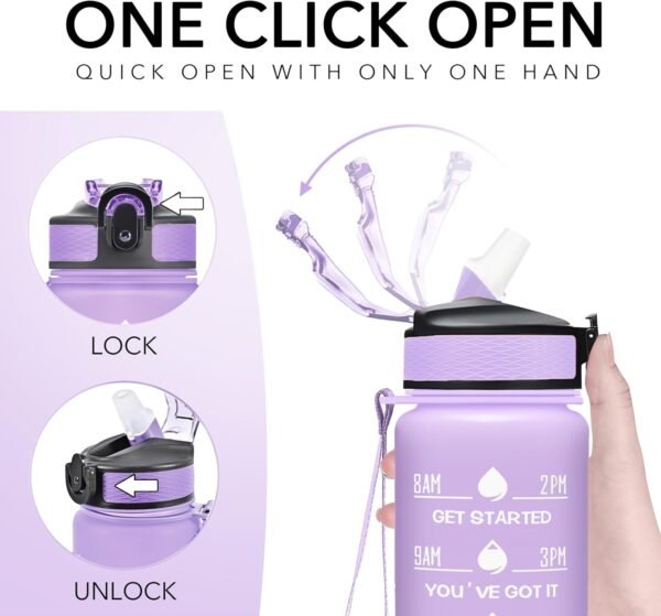 Hyeta 32 oz Water Bottles with Times to Drink and Straw, Motivational Water Bottle with Time Marker, Leakproof, Drinking Sports Water Bottle for Fitness, Gym and Outdoor