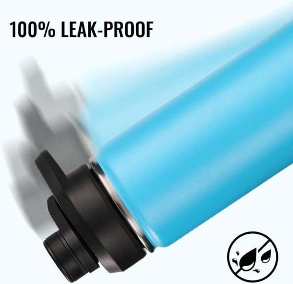 Fijinhom 24 oz Insulated Water Bottle with Handle, 304 Stainless Steel Water Bottles with Wide Mouth, Double Wall Vacuum Sports Water Bottle, BPA Free, Keep Cold and Hot, Black