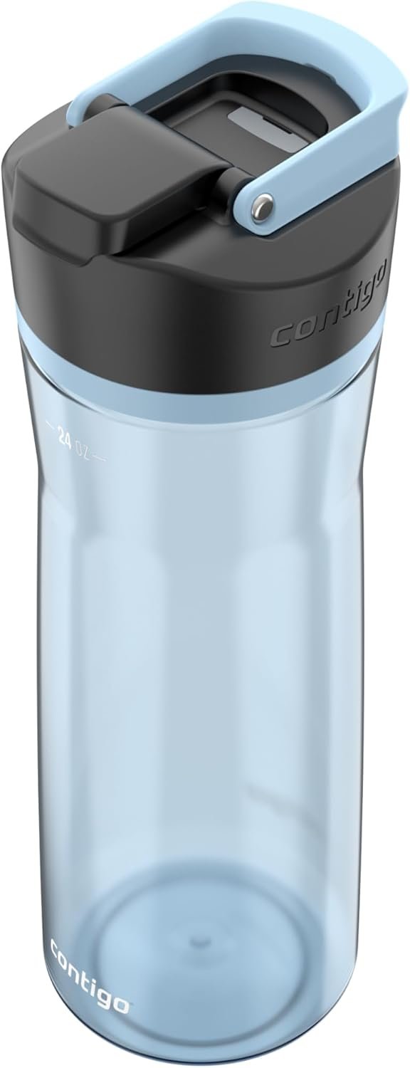 Contigo AUTOSEAL Cortland 24oz Water Bottle BPA-Free Plastic Spill Leak-Proof Lid and Carry Handle Dishwasher Safe Spirulina