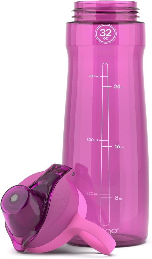 Pogo Plastic Water Bottle with Chug Lid and Carry Handle, Reusable, BPA Free, Dishwasher Safe, Perfect for Travel, School, Outdoors, and Gym | 18oz, 32oz, 40oz, 64oz