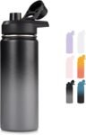 Fijinhom 24 oz Insulated Water Bottle with Handle, 304 Stainless Steel Water Bottles with Wide Mouth, Double Wall Vacuum Sports Water Bottle, BPA Free, Keep Cold and Hot, Black