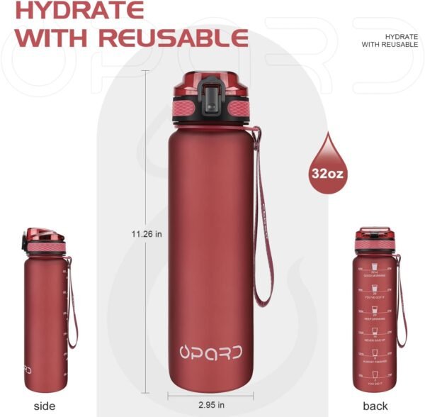 Opard 30oz/32oz Sports Water Bottle with Leak Proof Flip Top Lid BPA Free Tritan Reusable Plastic for Gym and Outdoor, Travel Water Bottle with Straw