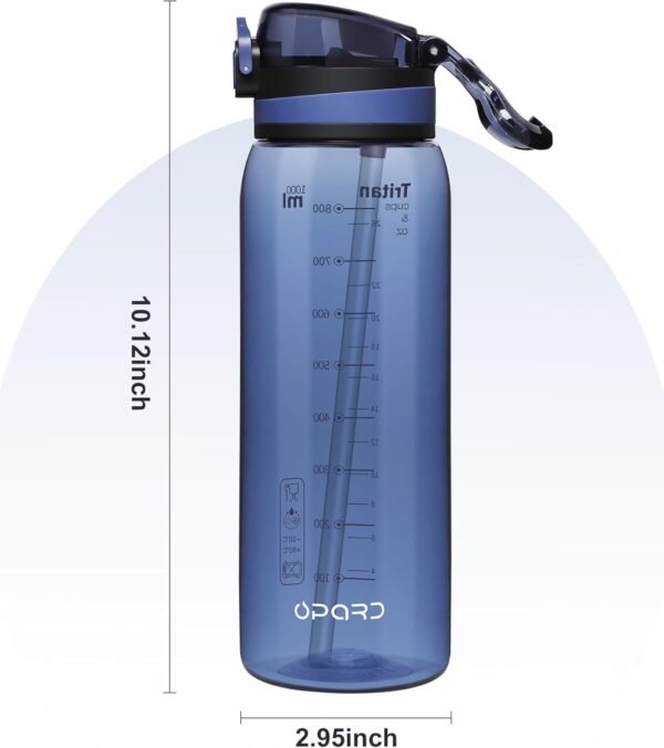 Opard 30oz/32oz Sports Water Bottle with Leak Proof Flip Top Lid BPA Free Tritan Reusable Plastic for Gym and Outdoor, Travel Water Bottle with Straw