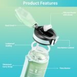 QLUR Water Bottle with Straw, 32oz Motivational Water Bottles with Time Marker to Drink, Tritan BPA Free, 1L Sports Water Bottle with Carry Strap LeakProof for Women Gym Fitness Outdoor (1 Pack)