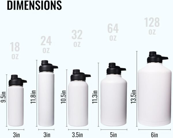 Fijinhom 24 oz Insulated Water Bottle with Handle, 304 Stainless Steel Water Bottles with Wide Mouth, Double Wall Vacuum Sports Water Bottle, BPA Free, Keep Cold and Hot, Black