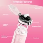 QLUR Water Bottle with Straw, 32oz Motivational Water Bottles with Time Marker to Drink, Tritan BPA Free, 1L Sports Water Bottle with Carry Strap LeakProof for Women Gym Fitness Outdoor (1 Pack)