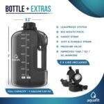AQUAFIT 64 oz Water Bottle with Time Marker - Straw & Chug Lid - BPA Free Half Gallon Gym Water Bottle with Handle - Big Gallon Jug (Gray, 64 Ounces)