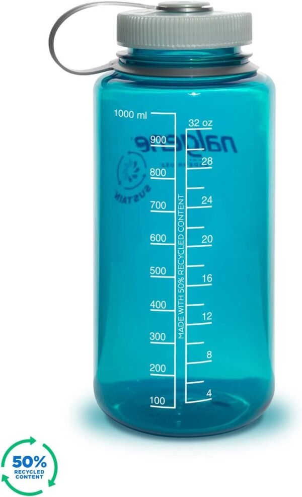 Nalgene Sustain Tritan BPA-Free Water Bottle Made with Material Derived From 50% Plastic Waste (using ISCC certified mass balance), 32 OZ, Wide Mouth