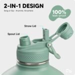 Swigina [2-IN-1 LID] Insulated Water Bottle with Silicone Boot (36hrs Cold/18hrs Hot) - DIY Stickers, Leakproof, BPA Free, 24 oz