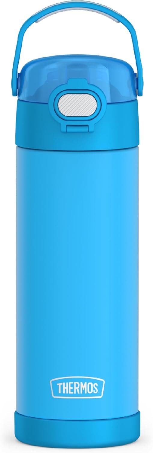 THERMOS FUNTAINER 16 Ounce Stainless Steel Vacuum Insulated Bottle with Wide Spout Lid, Galaxy Teal