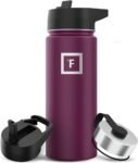 IRON °FLASK Camping & Hiking Hydration Flask with 3 Lids - Stainless Steel, Double Walled & Vacuum Insulated Water Bottle - Leak Proof & BPA Free (Midnight Black, Straw - 40 oz)