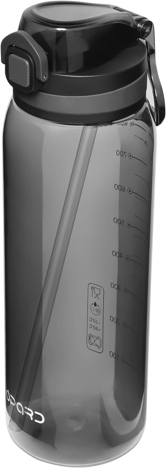 Opard 30oz/32oz Sports Water Bottle with Leak Proof Flip Top Lid BPA Free Tritan Reusable Plastic for Gym and Outdoor, Travel Water Bottle with Straw