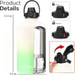 Water Bottle Insulated 32oz 40oz 64oz 128oz Straw Lid Spout Lid & 3 Lids, Leak Proof, Vacuum Insulated,Stainless Steel Water Bottle Wide Mouth for Sports, Gym or Office