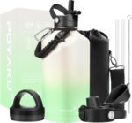 Water Bottle Insulated 32oz 40oz 64oz 128oz Straw Lid Spout Lid & 3 Lids, Leak Proof, Vacuum Insulated,Stainless Steel Water Bottle Wide Mouth for Sports, Gym or Office