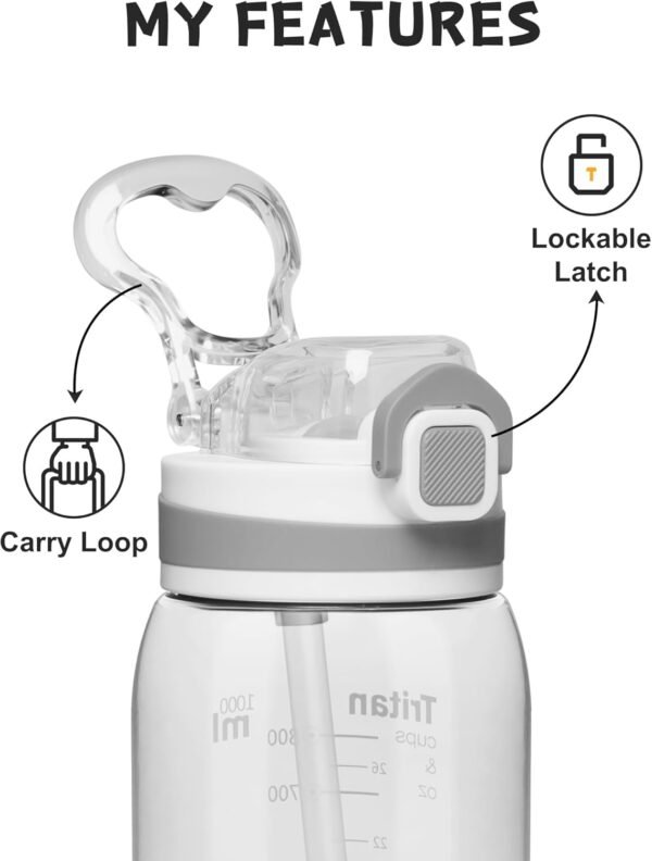 Opard 30oz/32oz Sports Water Bottle with Leak Proof Flip Top Lid BPA Free Tritan Reusable Plastic for Gym and Outdoor, Travel Water Bottle with Straw