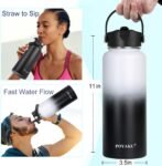 Water Bottle Insulated 32oz 40oz 64oz 128oz Straw Lid Spout Lid & 3 Lids, Leak Proof, Vacuum Insulated,Stainless Steel Water Bottle Wide Mouth for Sports, Gym or Office