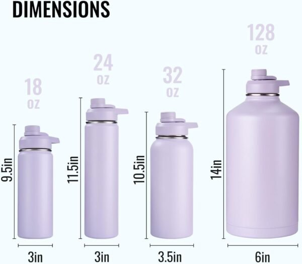 Fijinhom 24 oz Insulated Water Bottle with Handle, 304 Stainless Steel Water Bottles with Wide Mouth, Double Wall Vacuum Sports Water Bottle, BPA Free, Keep Cold and Hot, Black