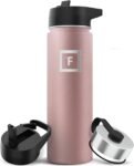 IRON °FLASK Camping & Hiking Hydration Flask with 3 Lids - Stainless Steel, Double Walled & Vacuum Insulated Water Bottle - Leak Proof & BPA Free (Midnight Black, Straw - 40 oz)