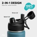Swigina [2-IN-1 LID] Insulated Water Bottle with Silicone Boot (36hrs Cold/18hrs Hot) - DIY Stickers, Leakproof, BPA Free, 24 oz