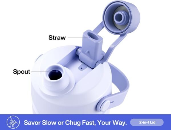 POWCAN 26 oz Insulated Water Bottle with 2-in-1 Straw and Spout Lid, Keep Cold 24H, Leak-Proof, Fits in Car Cup Holder, Stainless Steel Water Bottle for Sports, Travel, and School (Cotton Candy)