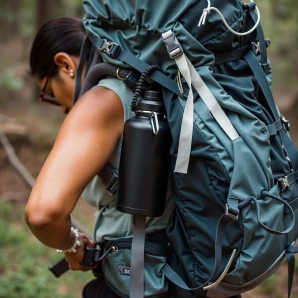 Fijinhom 24 oz Insulated Water Bottle with Handle, 304 Stainless Steel Water Bottles with Wide Mouth, Double Wall Vacuum Sports Water Bottle, BPA Free, Keep Cold and Hot, Black