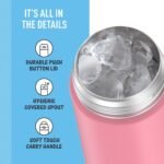 THERMOS FUNTAINER 16 Ounce Stainless Steel Vacuum Insulated Bottle with Wide Spout Lid, Galaxy Teal