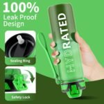 QLUR Water Bottle with Straw, 32oz Motivational Water Bottles with Time Marker to Drink, Tritan BPA Free, 1L Sports Water Bottle with Carry Strap LeakProof for Women Gym Fitness Outdoor (1 Pack)