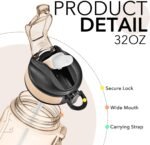 Hyeta 32 oz Water Bottles with Times to Drink and Straw, Motivational Water Bottle with Time Marker, Leakproof, Drinking Sports Water Bottle for Fitness, Gym and Outdoor