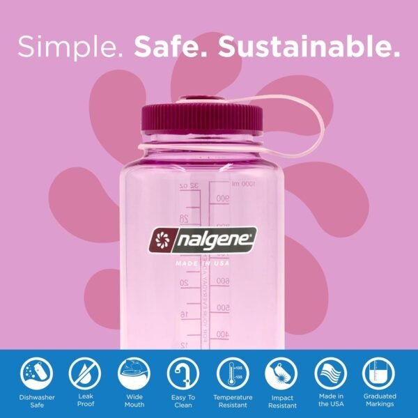 Nalgene Sustain Tritan BPA-Free Water Bottle Made with Material Derived From 50% Plastic Waste (using ISCC certified mass balance), 32 OZ, Wide Mouth