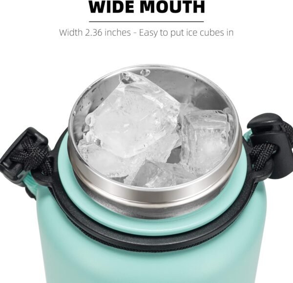 Fanhaw 20 Oz Stainless Steel Insulated Sports Water Bottles with Straw for Kids, Men and Women (Black)