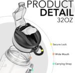 Hyeta 32 oz Water Bottles with Times to Drink and Straw, Motivational Water Bottle with Time Marker, Leakproof, Drinking Sports Water Bottle for Fitness, Gym and Outdoor