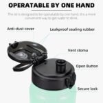 Fanhaw 20 Oz Insulated Stainless Steel Vacuum Water Bottle with Anti-Dust Pop-Open Lid - For Kids, Women, Men | Leak & Sweat Proof (Green Blue)