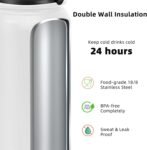 Fanhaw 20 Oz Insulated Stainless Steel Vacuum Water Bottle with Anti-Dust Pop-Open Lid - For Kids, Women, Men | Leak & Sweat Proof (Green Blue)