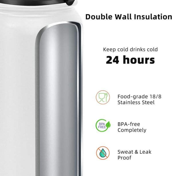 Fanhaw 20 Oz Insulated Stainless Steel Vacuum Water Bottle with Anti-Dust Pop-Open Lid - For Kids, Women, Men | Leak & Sweat Proof (Green Blue)