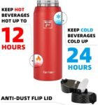 Fanhaw 20 Oz Stainless Steel Insulated Sports Water Bottles with Straw for Kids, Men and Women (Black)