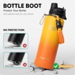 Swigina [2-IN-1 LID] Insulated Water Bottle with Silicone Boot (36hrs Cold/18hrs Hot) - DIY Stickers, Leakproof, BPA Free, 24 oz