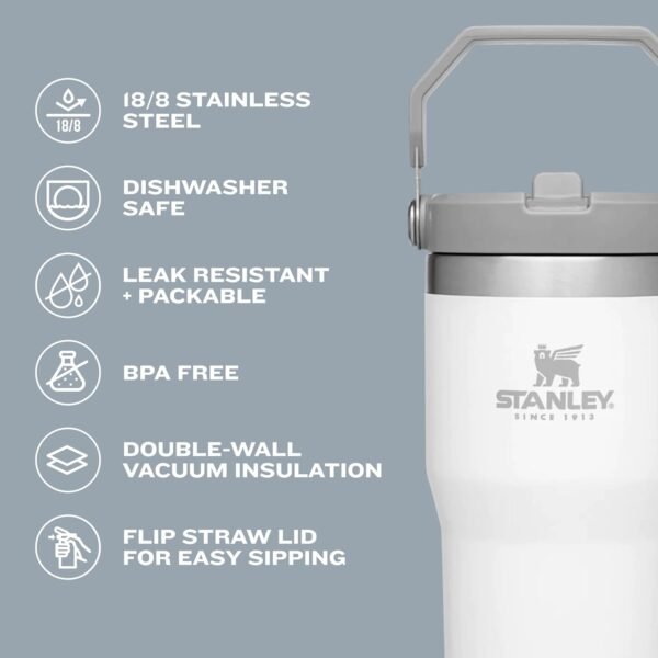 Stanley IceFlow Flip Straw Tumbler with Handle 30 oz | Twist On Lid and Flip Up Straw | Leak Resistant Water Bottle | Insulated Stainless Steel |BPA-Free | Rose Quartz